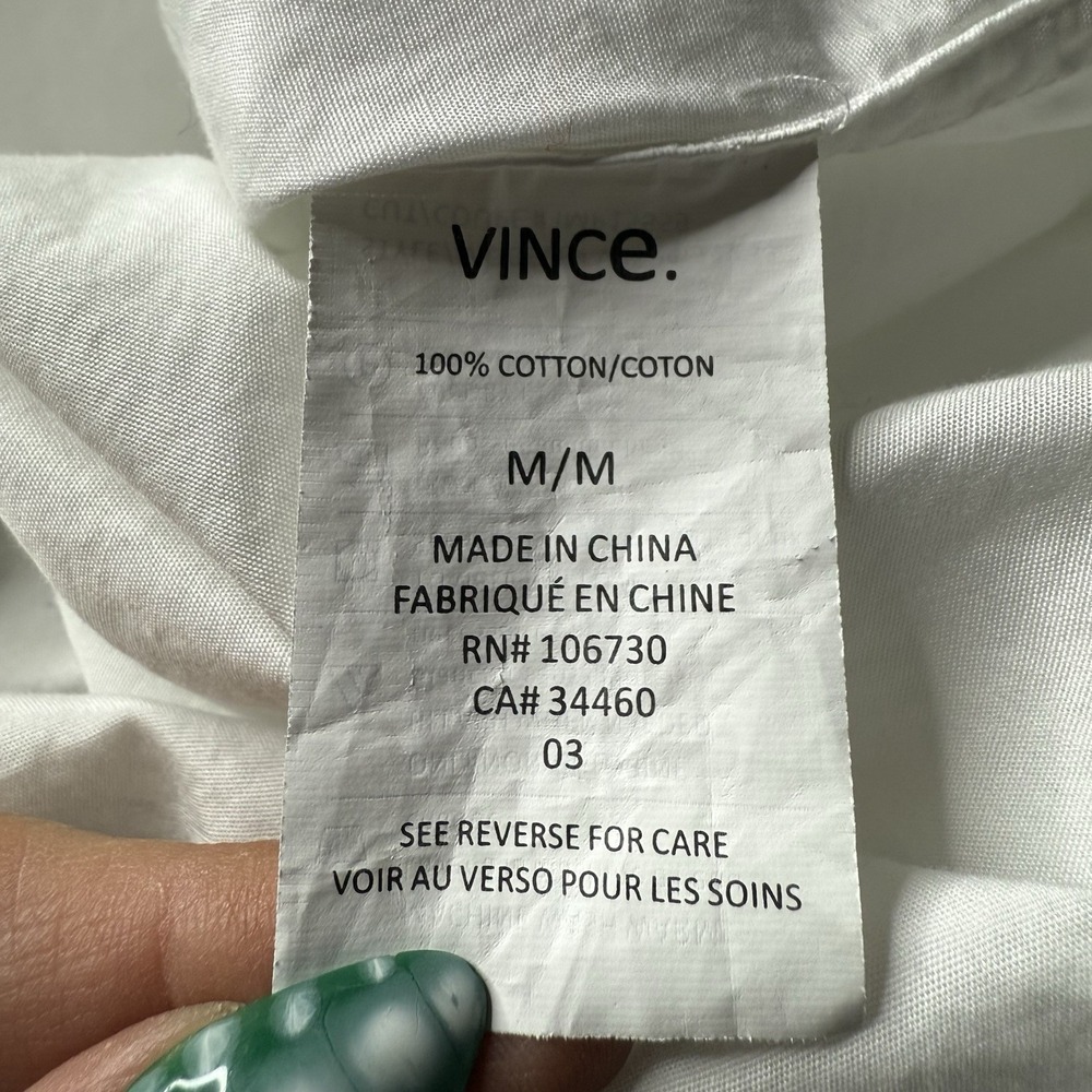 Vince M White Cotton Tunic Button Up Long Sleeve Ladder Lace Minimalist $328 - Picture 4 of 6